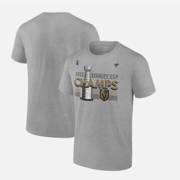 FANATICS VEGAS GOLDEN KNIGHTS STANLEY CUP CHAMPS LOCKER ROOM TEE grey XL - Picture 1 of 3